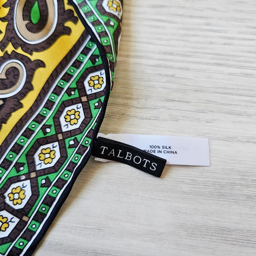 2012 Talbots 100% Silk Elegant Paisley Square Bandana 34